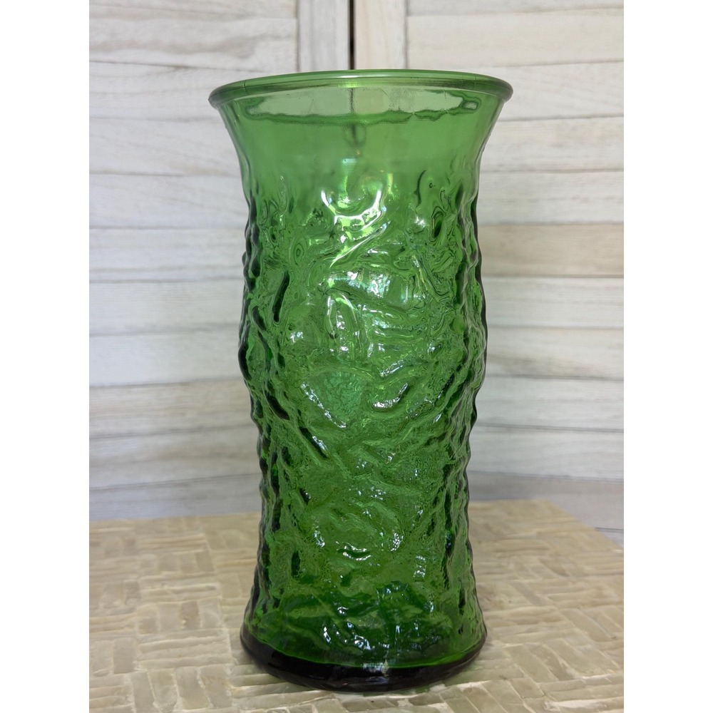 Vintage MCM Emerald Green Glass Vase